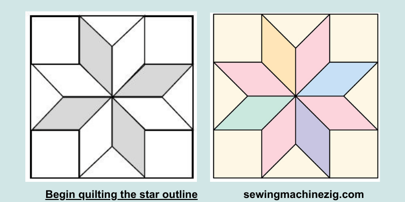 Begin Quilting The Star Outline