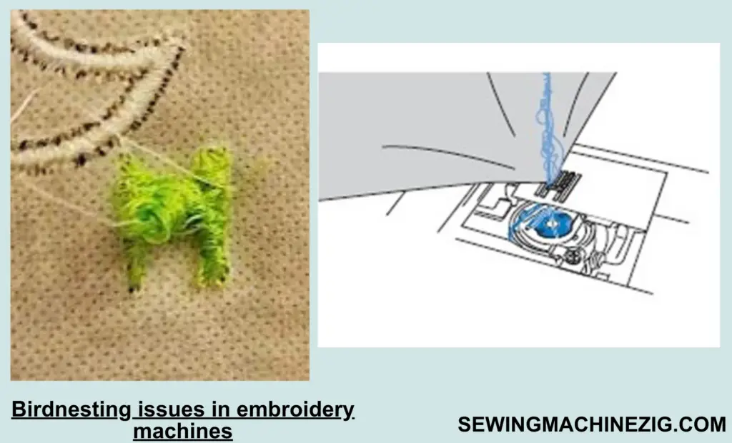 Birdnesting issues in embroidery machines