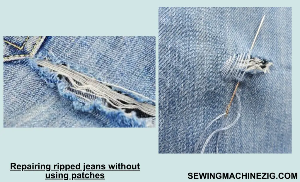 Repairing ripped jeans without using patches