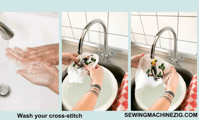 Wash your cross-stitch