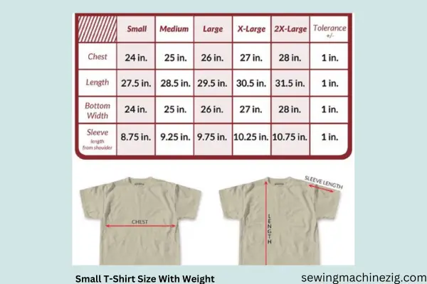 Small T-Shirt Size With Weight