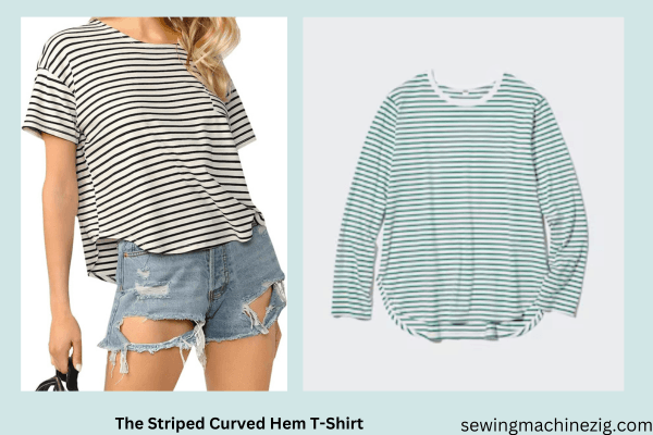 The Striped Curved Hem T-Shirt