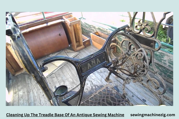 Cleaning Up The Treadle Base Of An Antique Sewing Machine